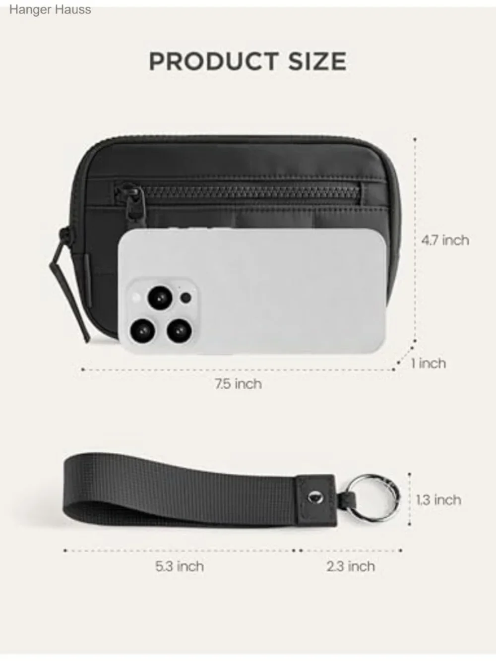 Quilted Wristlet Wallet RFID Blocking Phone Wallet with Zipper Card Holder